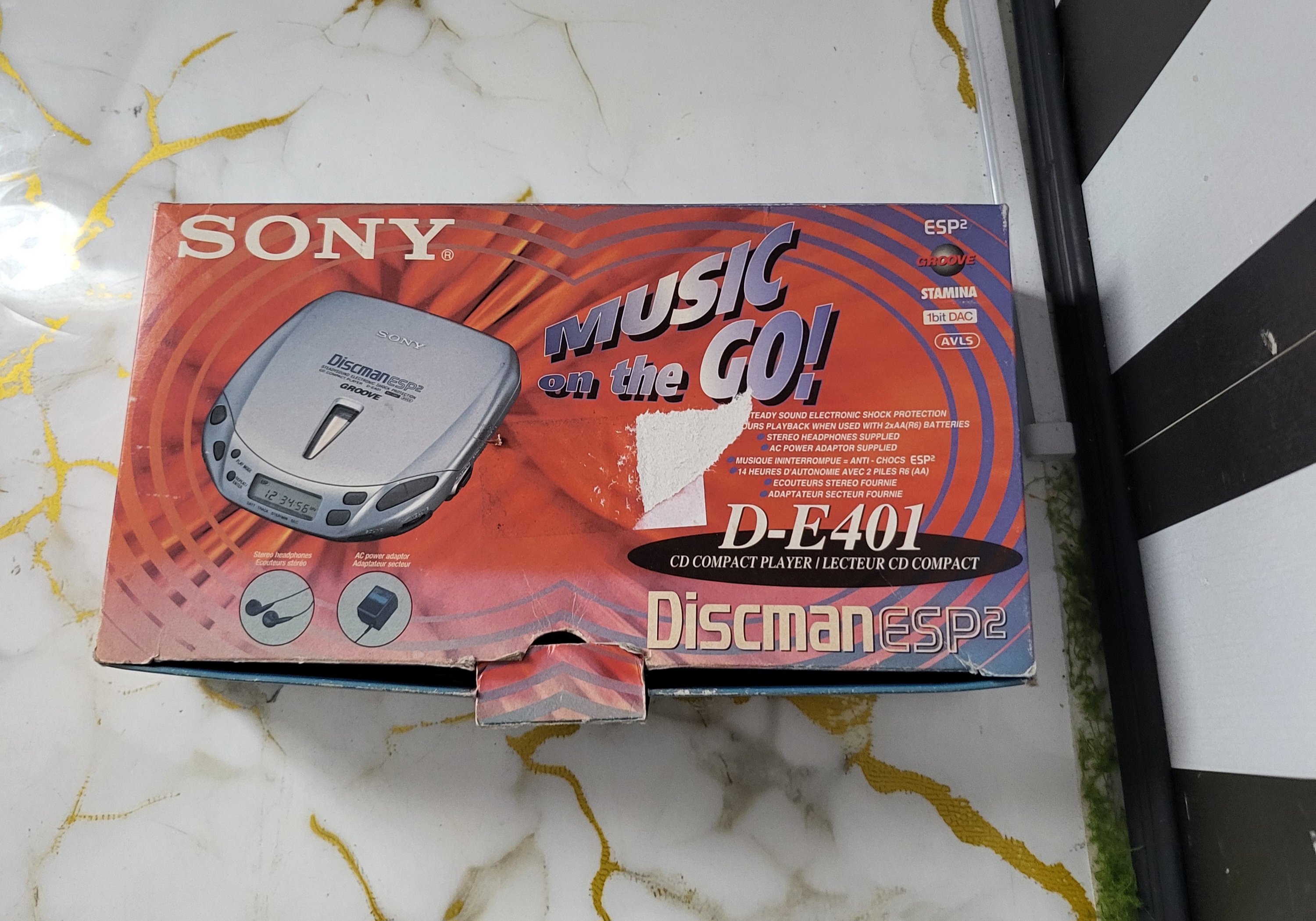 Sony Discman ESP2 D-E401 – lecteur CD portable vintage avec boîte