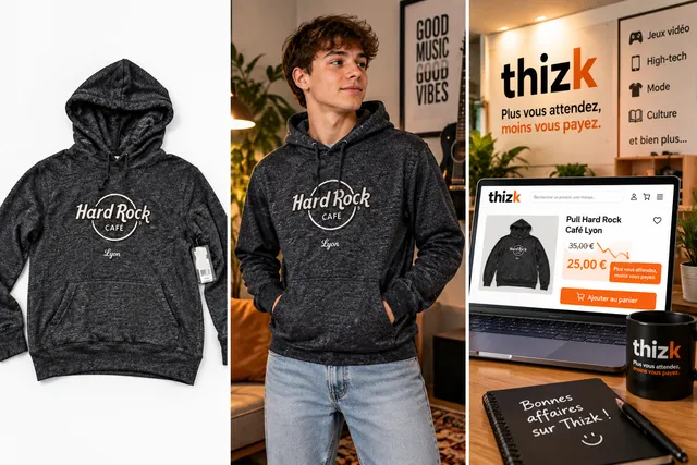 Sweat à capuche Hard Rock Café Lyon – Taille XL – Jamais porté avec étiquette